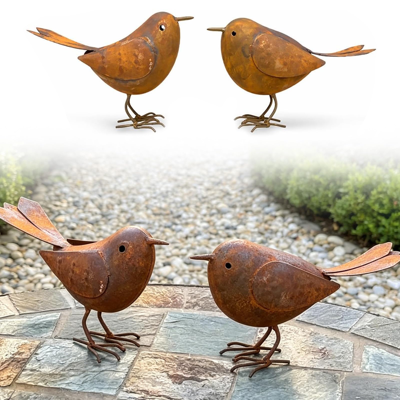 Gartenstecker Rost,2 Stück Vögel Gartenstecker,Rost Vogel Gartendeko für Draußen,Dekorative Gartenpfähle,Rostdeko Gartendeko,Outdoor und Garten Vintage Singvogel,für Garten Terrasse Balkon Blumentopf