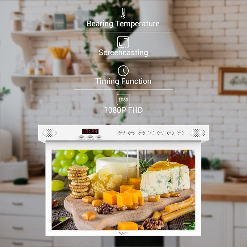 SYLVOX Kitchen TV,15.6 inch Under Cabinet TV, Televison for Kitchen, Smart TV Built-in APP Store, Support WiFi Bluetooth, 1080P Small TV for RV Camper, Bedroom, Boat image 3