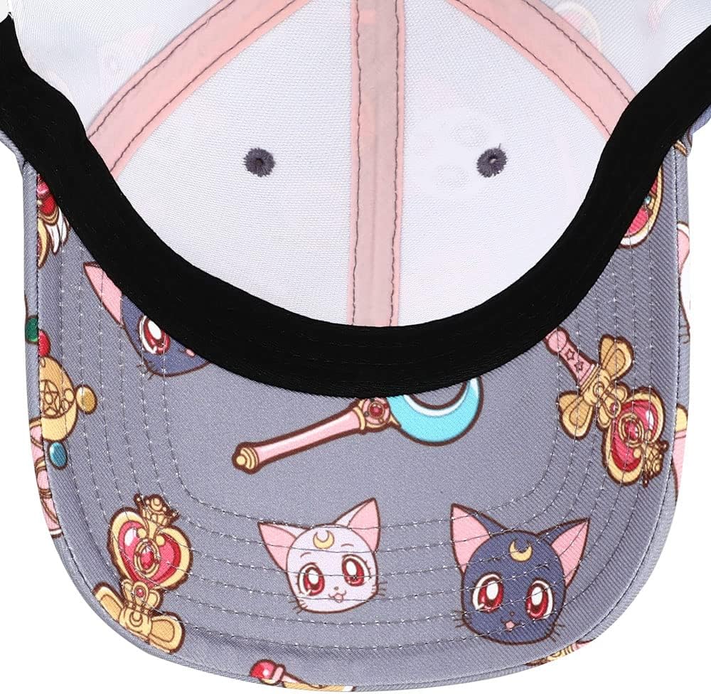 Sailor Moon Cats & Symbols All Over Print Snapback Hat Gray