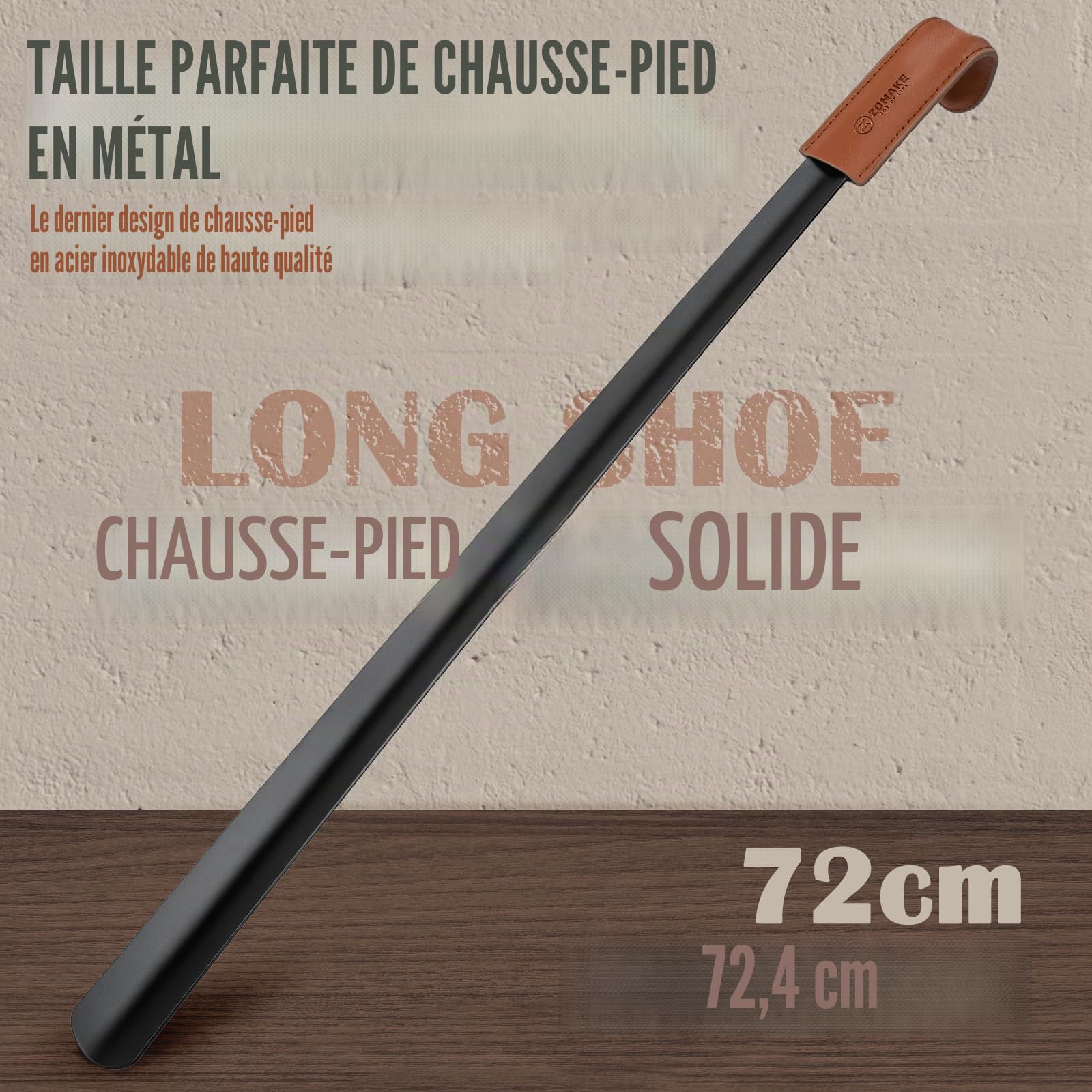 ZOMAKE Extra Long Chausse Pied,Metal Chaussé Pied Manche Longue 72cm/80cm Chausse-pieds Inox Grand Chausse Pieds avec Crochet,Chausse-pied Acier Inoxydable pour Hommes Femmes
