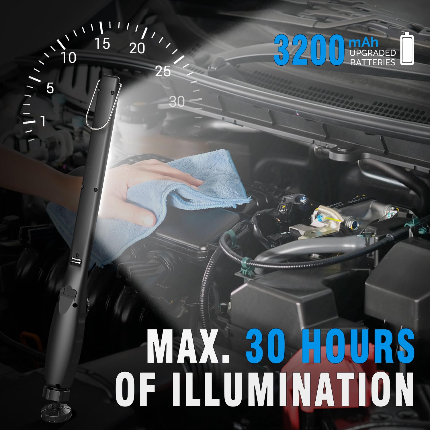 DR.PREPARE Lampada da Lavoro LED COB 700 Lumen Lampada di Ispezione Luce da Lavoro USB Ricaricabile Portatile Senza Fili Magnetica per Riparazioni Auto Casa Garage