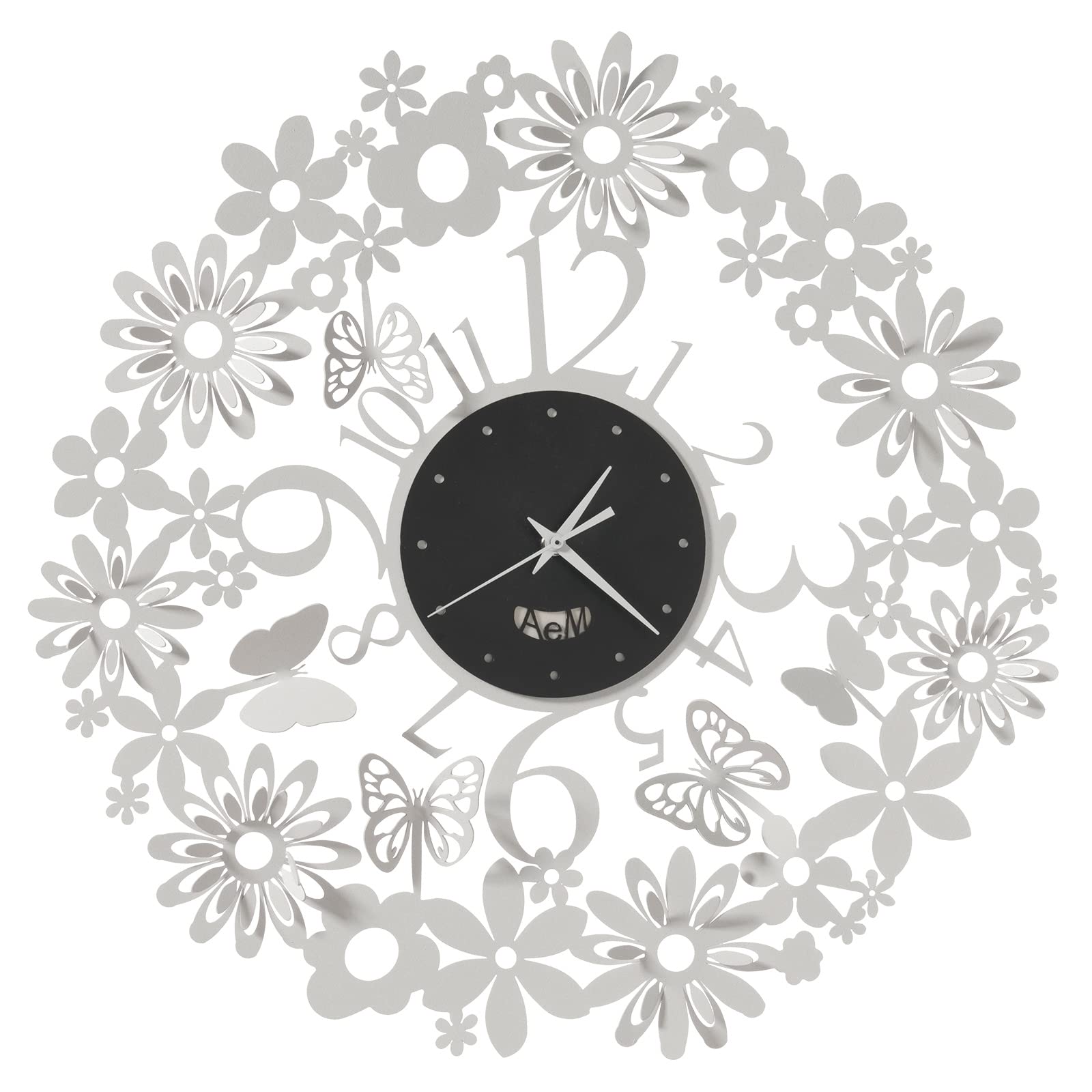 Horloge murale Margherite Arti & Mestieri en fer forgé italien design blanc et noir 50 cm