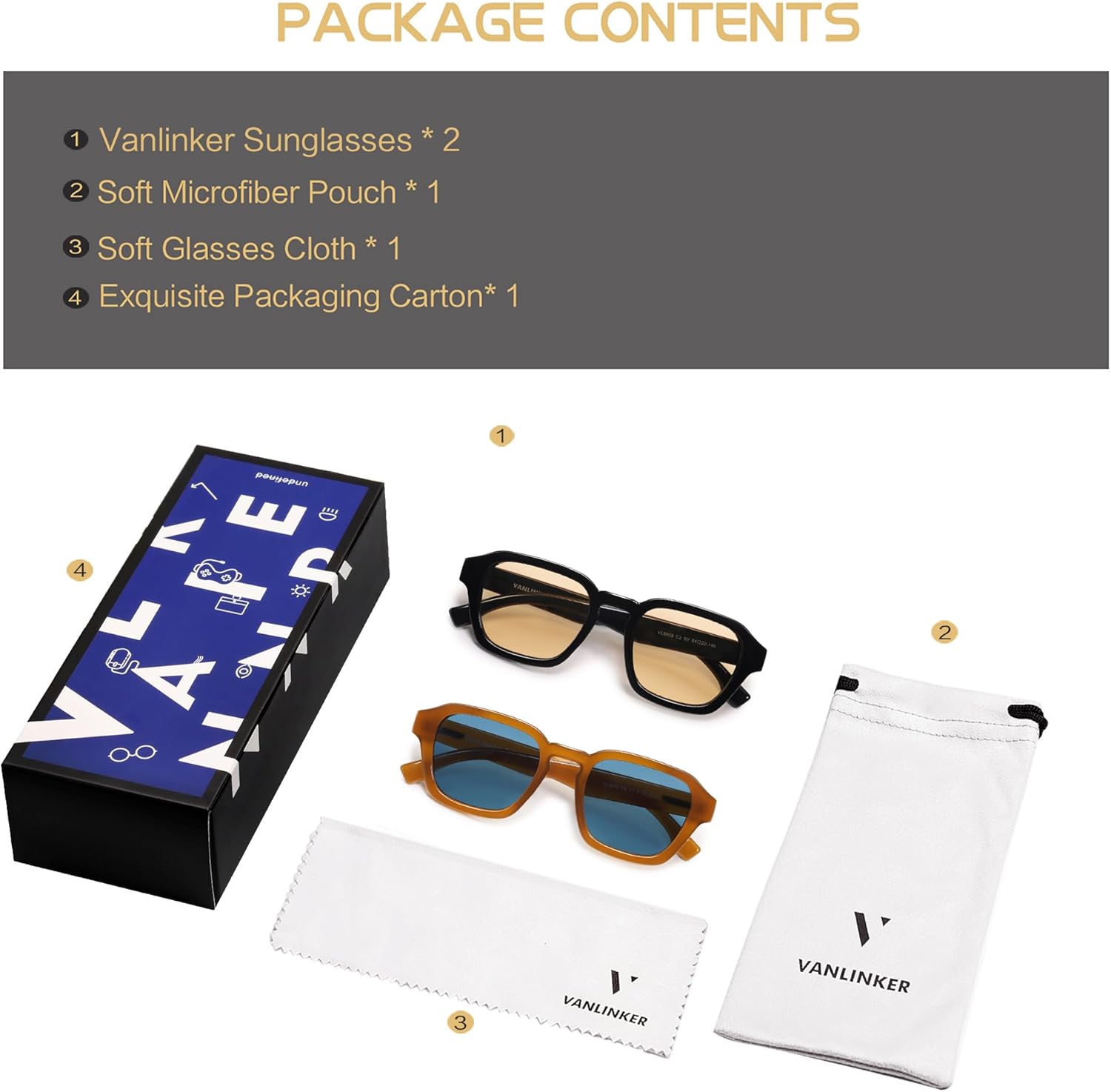 VANLINKER Retro Vintage Polarized Trendy Small Square Sunglasses for Women Men 2025 Fashion Shades VL9858 - Image 5