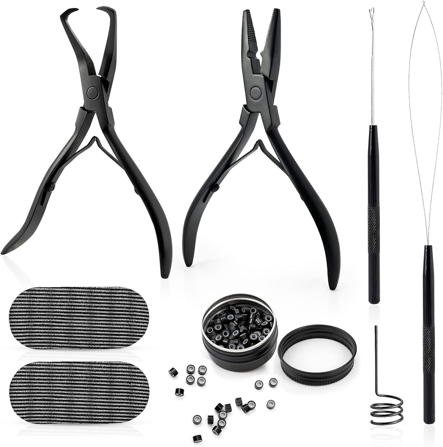 Gomake Microlinks Hair Extensions Kit, Hair Extension Closer and Removal Pliers, Micro Beads
