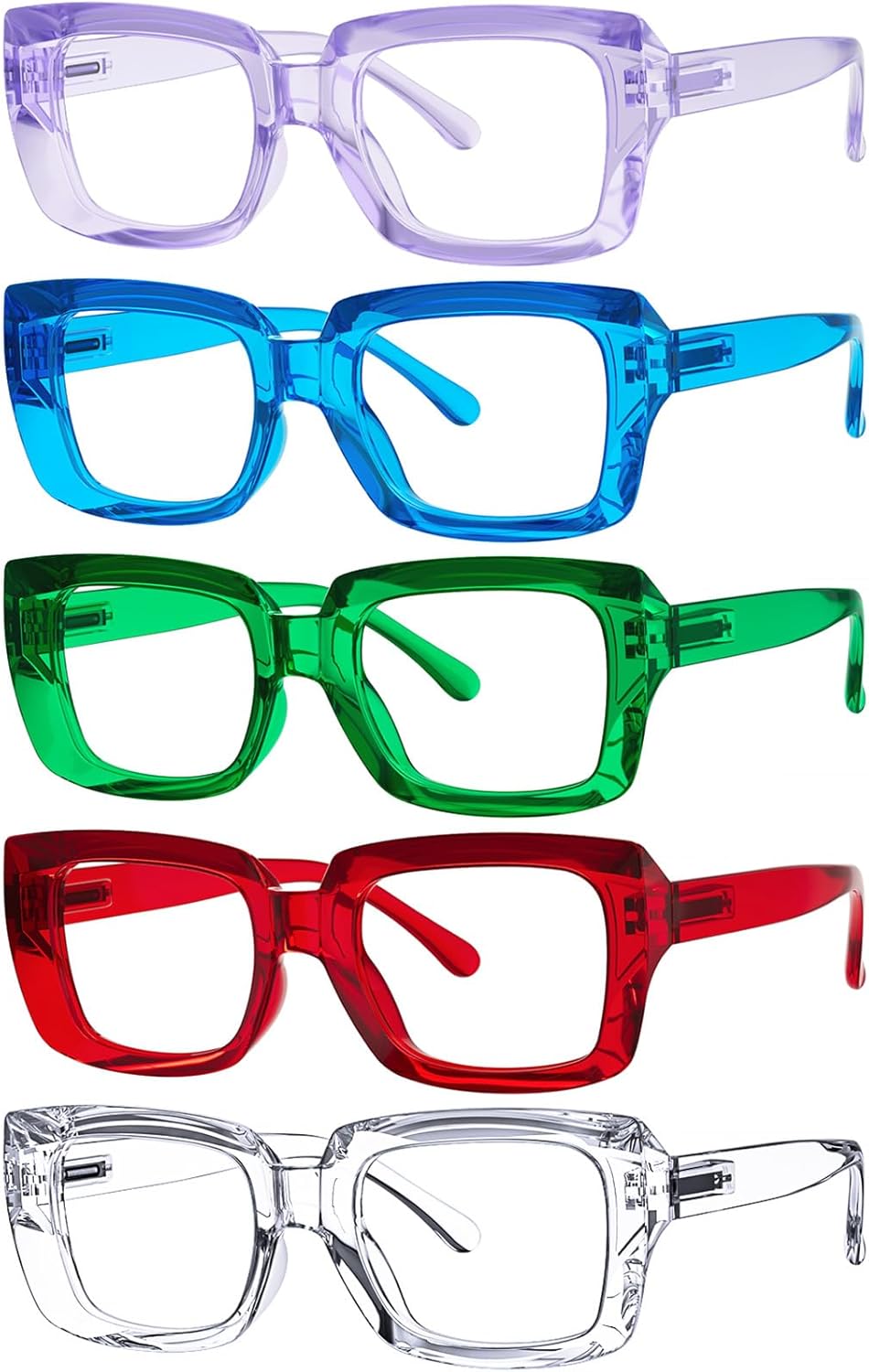Eyekepper 6 Pack Ladies Reading Glasses - Stylish Oversized Square Readers for Women +5.00