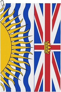 ASEDFGT Flag of British Columbia Golf Towel 16 x 24 Inch Golf Towels for Golf Bags Polyester Golf Towel with Carabiner Clip Men and Women Golf Accessories