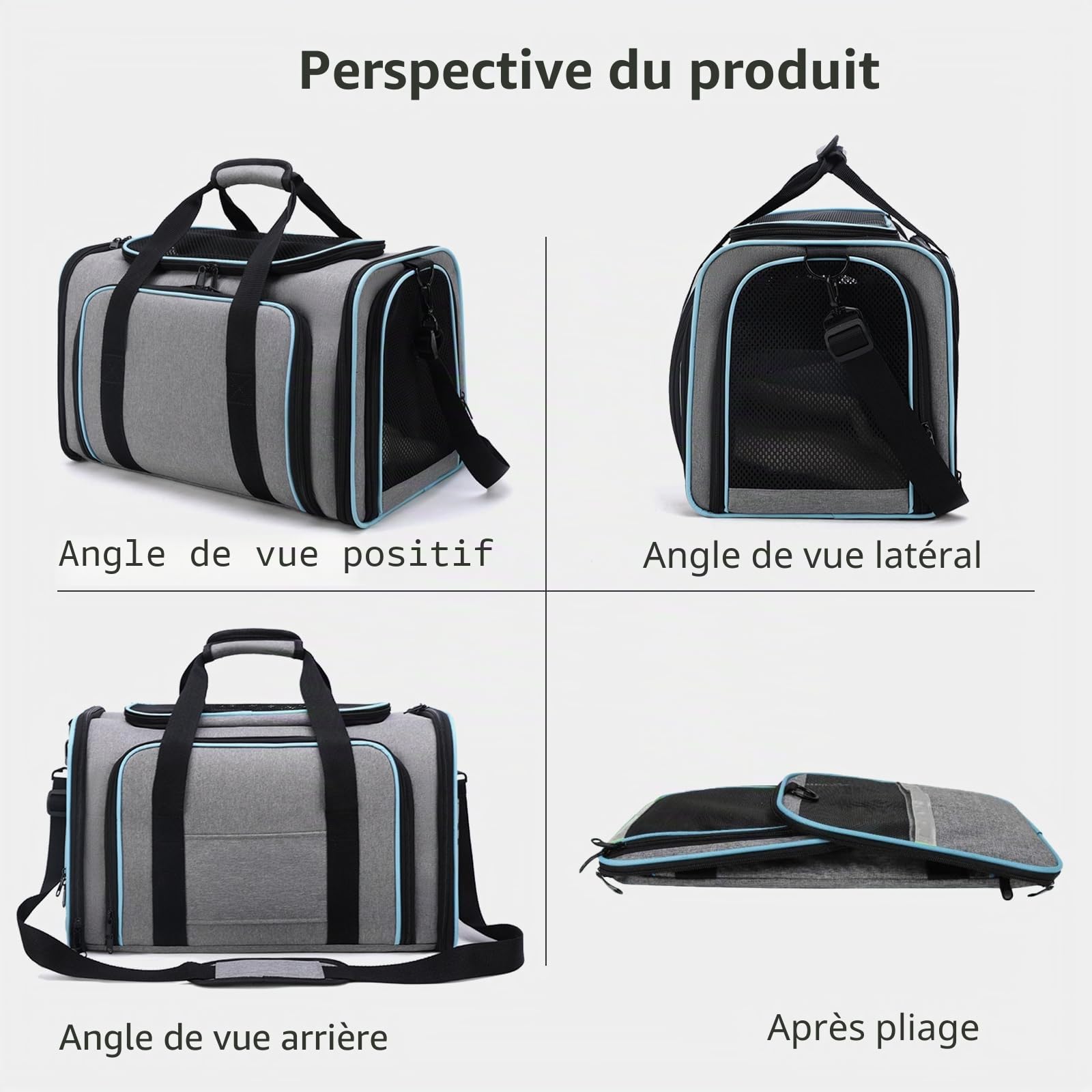PETCUTE Sac de Transport Chat Extensible Respirant,Sac à Main Bandoulière Pliable pour Animal de Compagnie avec Matelas Amovible,Airline Approuvé,Sac Transport Chien pour Camping Randonnées Voyage