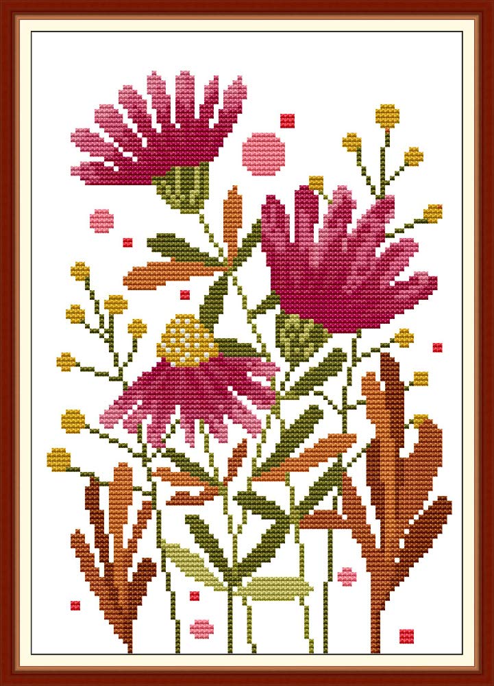 Kit Para Punto De Cruz Gama Completa De Kits De Punto De Cruz Con Sello Para Principiantes Para Bordado DIY (diseños De Múltiples Patrones) – Cesta De Pájaros Y Flores Kit Punto