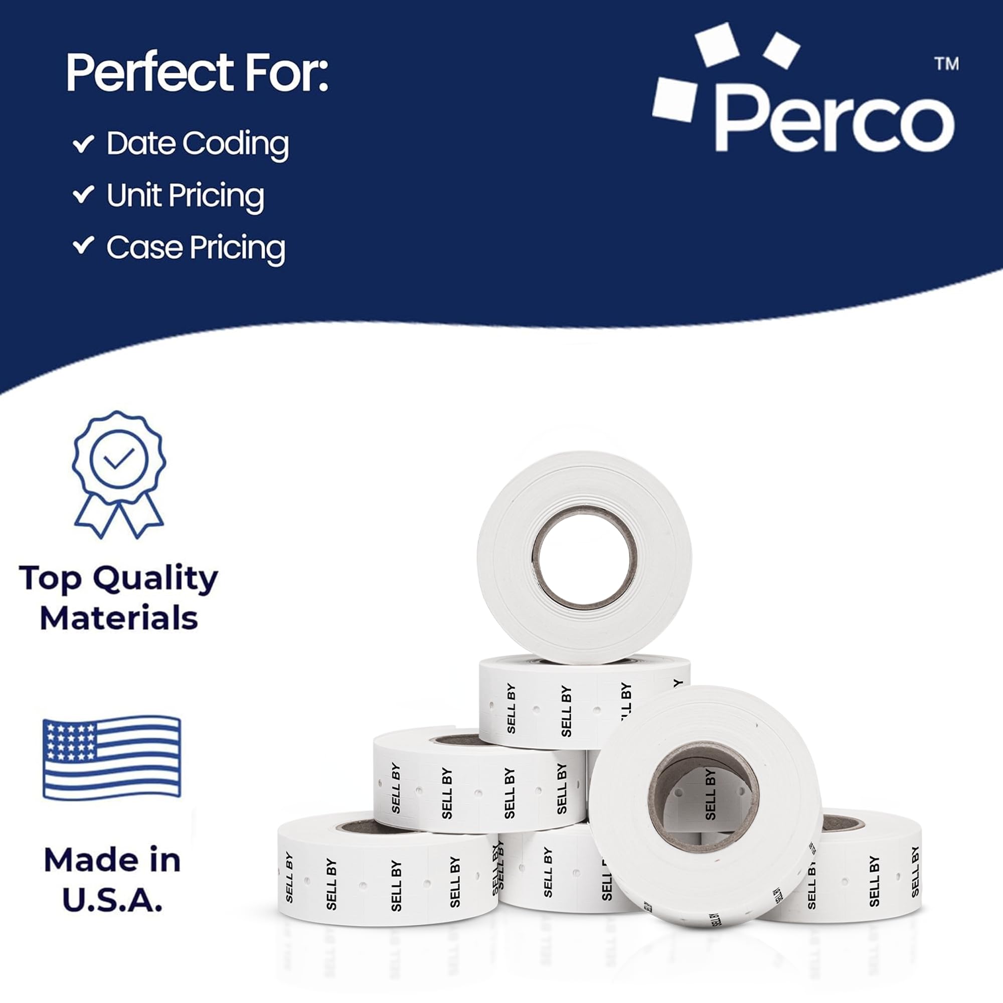 Perco Etichette per pistole Perco a 2 linee, 10 buste, 60.000 etichette per pistole Perco a 2 linee
