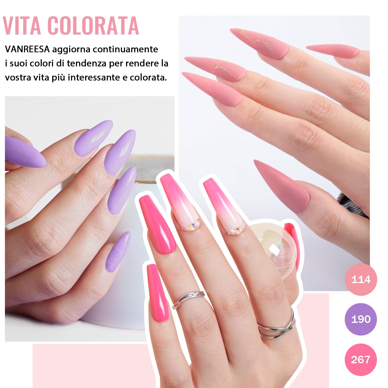 VANREESA Kit Semipermanente Unghie, 35 Colori Kit Unghie Gel Completo con Top Base Opaco Brillantini Coat Lampada U V Led e Strumenti per Manicure, Set Manicure per Principianti