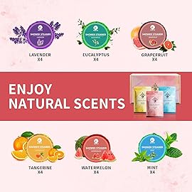 MR MIRYE Shower Steamers Aromatherapy, 24-Pack Shower Bombs Birthday Gifts for Women, Christmas Stocking Stuffers Gifts with Eucalyptus Mint Lavender Watermelon Grapefruit Tangerine Essential Oils