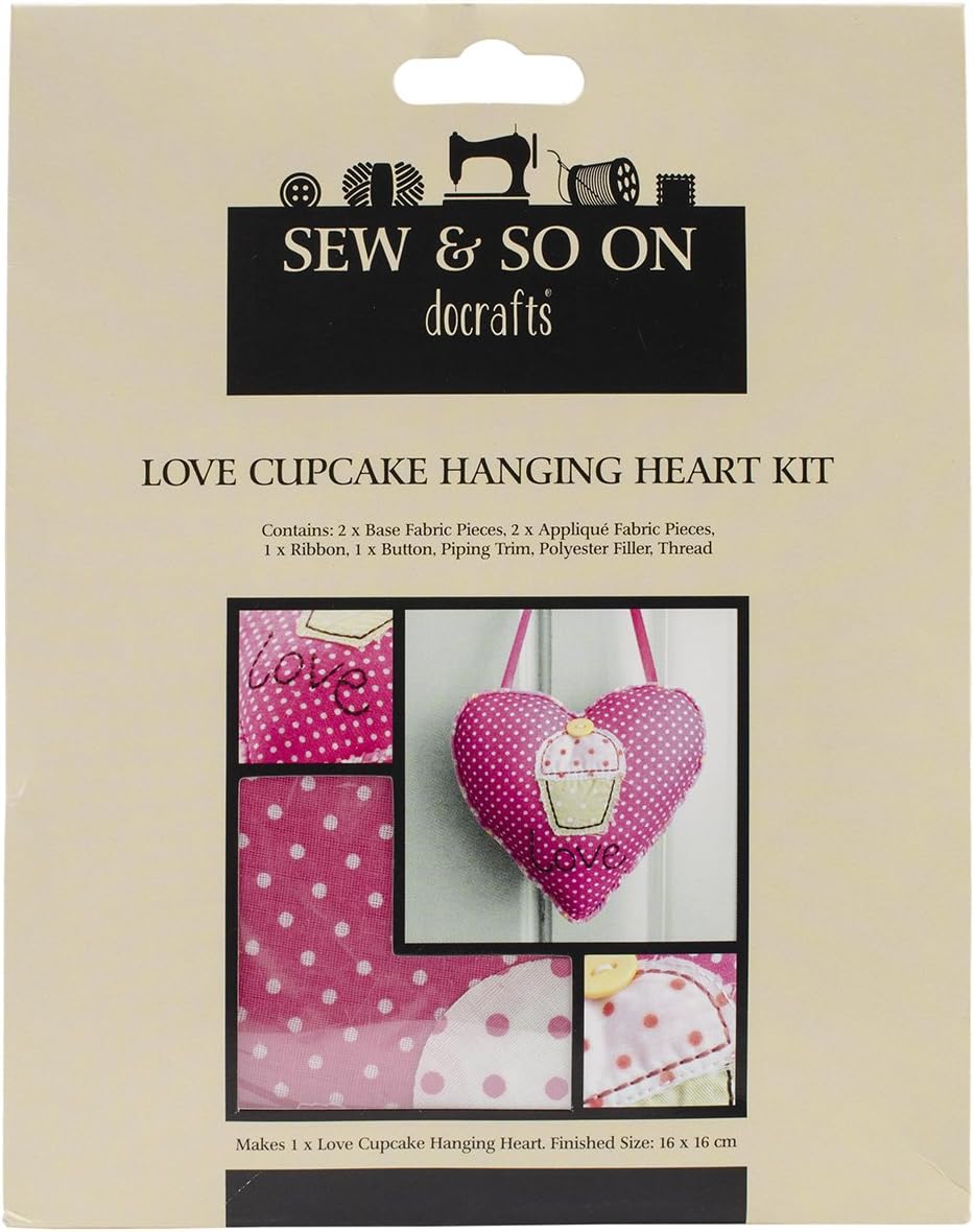 Sew and So on Hanging Heart Kit, Love Cupcake