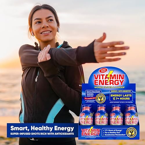 Miniatura 4 de Vitamin Energy Bebidas energéticas B12, sabor a granada Acai, hasta 7 horas de energía, 1.93 onzas líquidas, 4 unidades