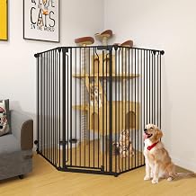 51" Extra Tall Cat Gate for Cats 57.4" to 81" Extra Wide Cat Gate for Doorway,Auto Close 3-Panel Durable Pet Gate Indoor Use, Metal Dog Gate for Kitchens, Doorways & Stairs Black