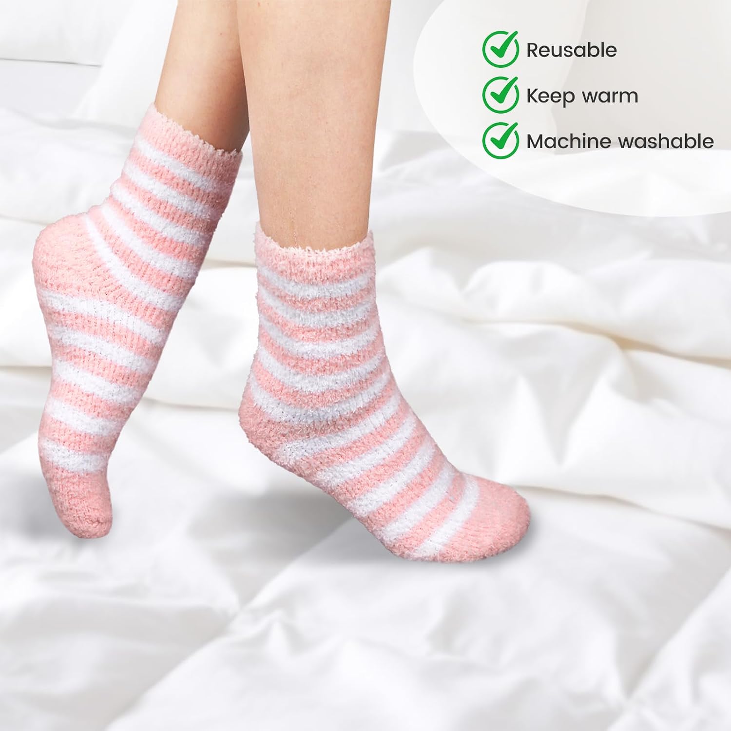 4 Pairs Aloe Socks, Cozy Foot Spa Lotion Socks for Women Overnight Foot Comfort, Soft Socks for Dry Feet Women Overnight Comfort, Gel Sock Woman Gifts Pink Blue Purple Green