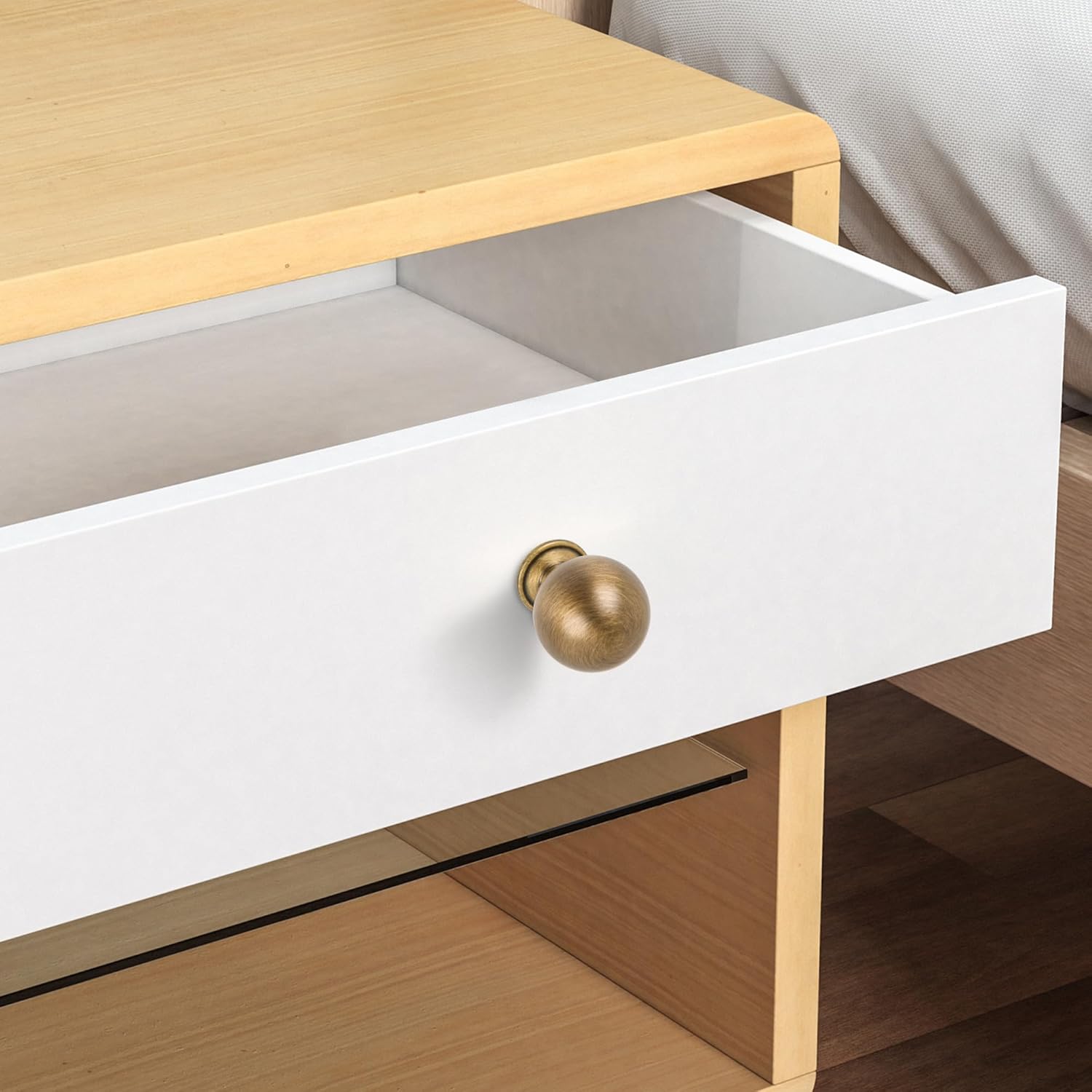 SALISENG 5 Pack Antique Brass Kitchen Cabinet Knobs, Brushed Bronze Pulls for Dresser Drawer Cupboard Closet 1.1 Inch Diameter,Furniture Handles for Bathroom Bedroom Cabinet