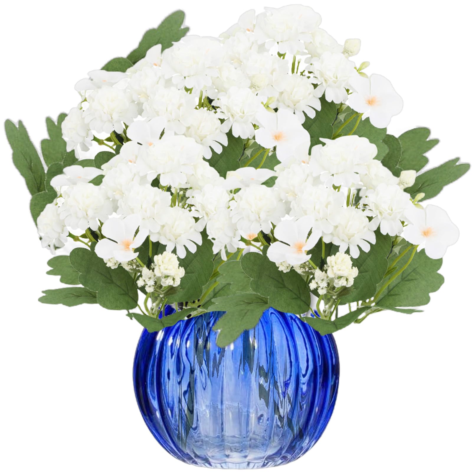 astylishome White Artificial Flowers Mixed Rose Hydrangea Bouquet Faux Plants Flower Decoration Fake Peony Bouquets Decor for Home Wedding Office Table Decoration Gift 1613