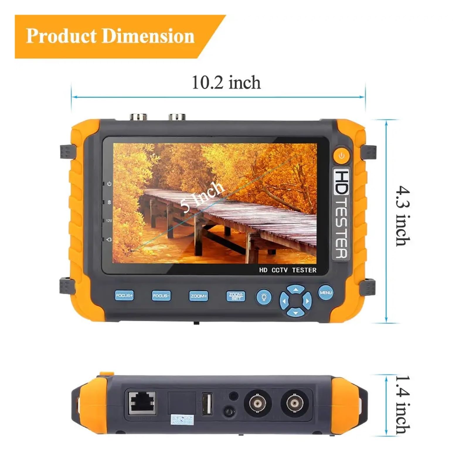 Tester CCTV, Przenośny Tester CCTV IV8W 8MP AHD/CVI/TVI Mini Monitor kamer wejścia VGA Kabel wideo bezpieczeństwa(IV7W)