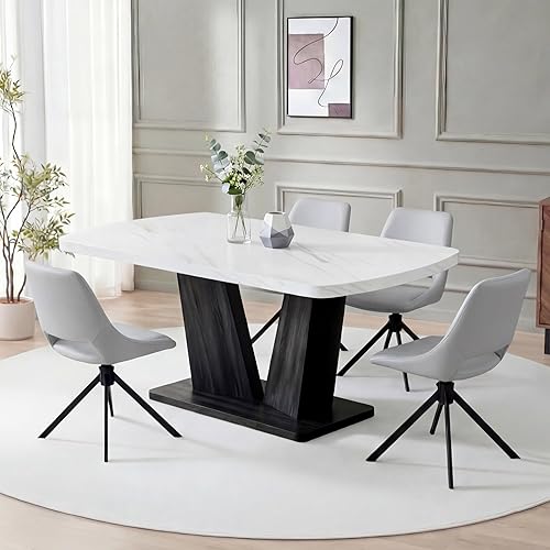 Miniatura 15 de Juego de 4 mesas de comedor de mármol para 4, juego de 4 mesas y sillas de comedor, juegos de comedor, Comedor Moderno, sillas de comedor tapizadas