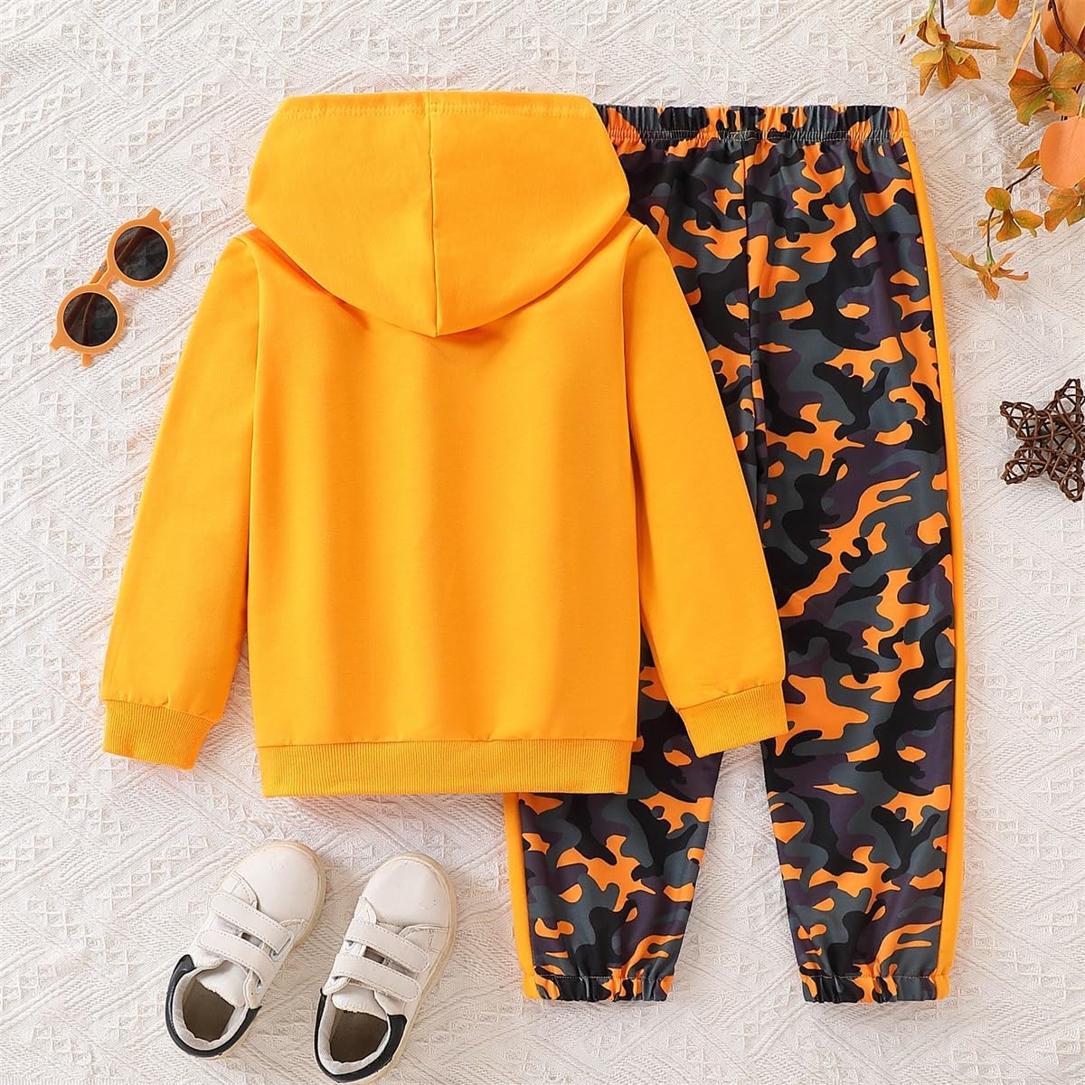 Boys 2 Piece Outfits Long Sleeve Hooded Sweatshirt Top Camouflage Sweatpants Fall Winter Clothing Set 5-10T - Image 7