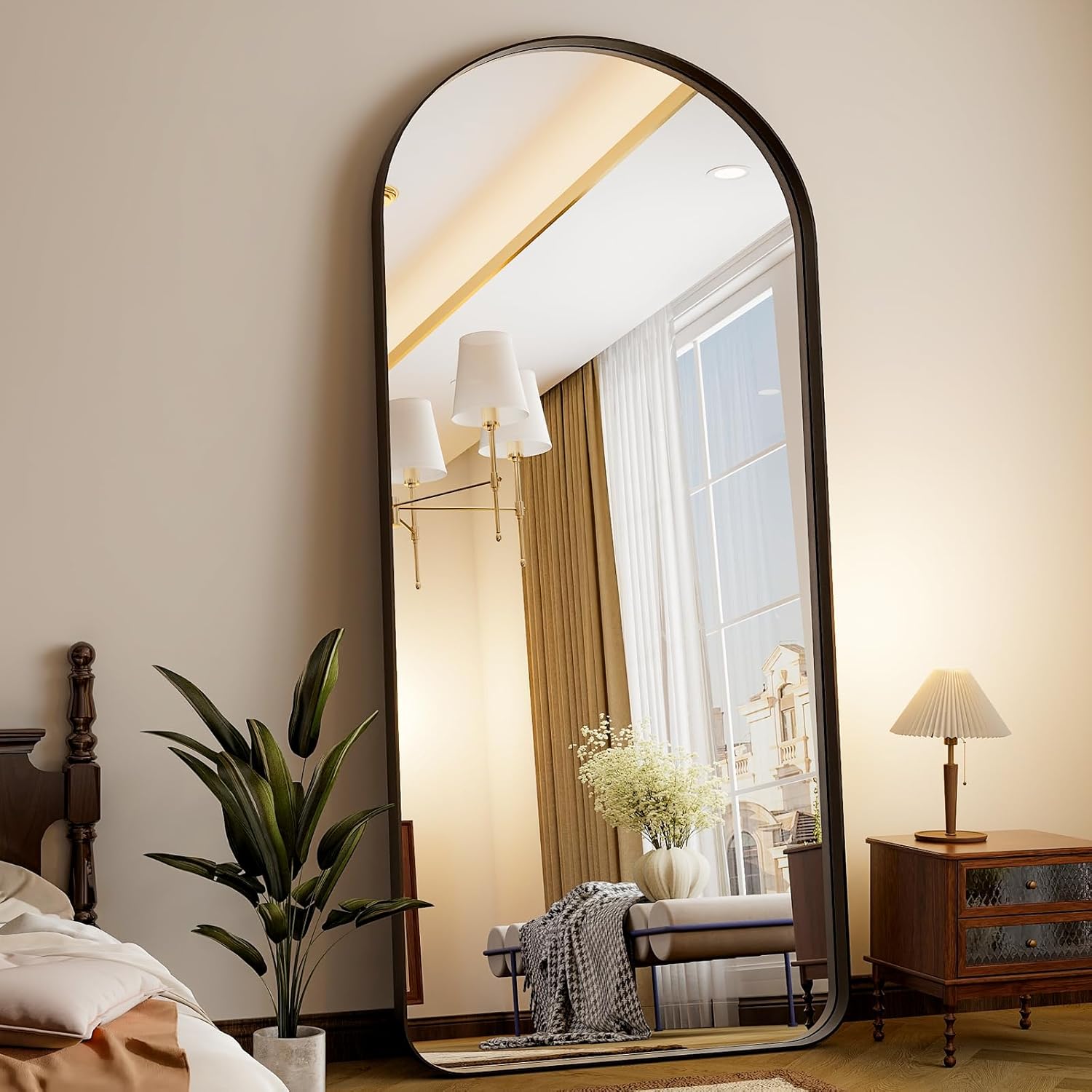 71x30 Full Length Mirror with Stand Large Arched Floor Mirror for Bedroom Living Room or Closet Wall-Mounted or