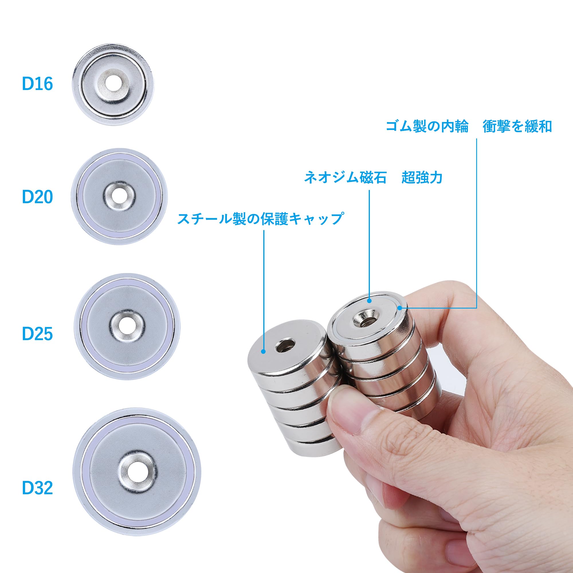 Amazon.co.jp: 強力磁石 強力マグネット 穴あき 超強力 ネジ付き 直径