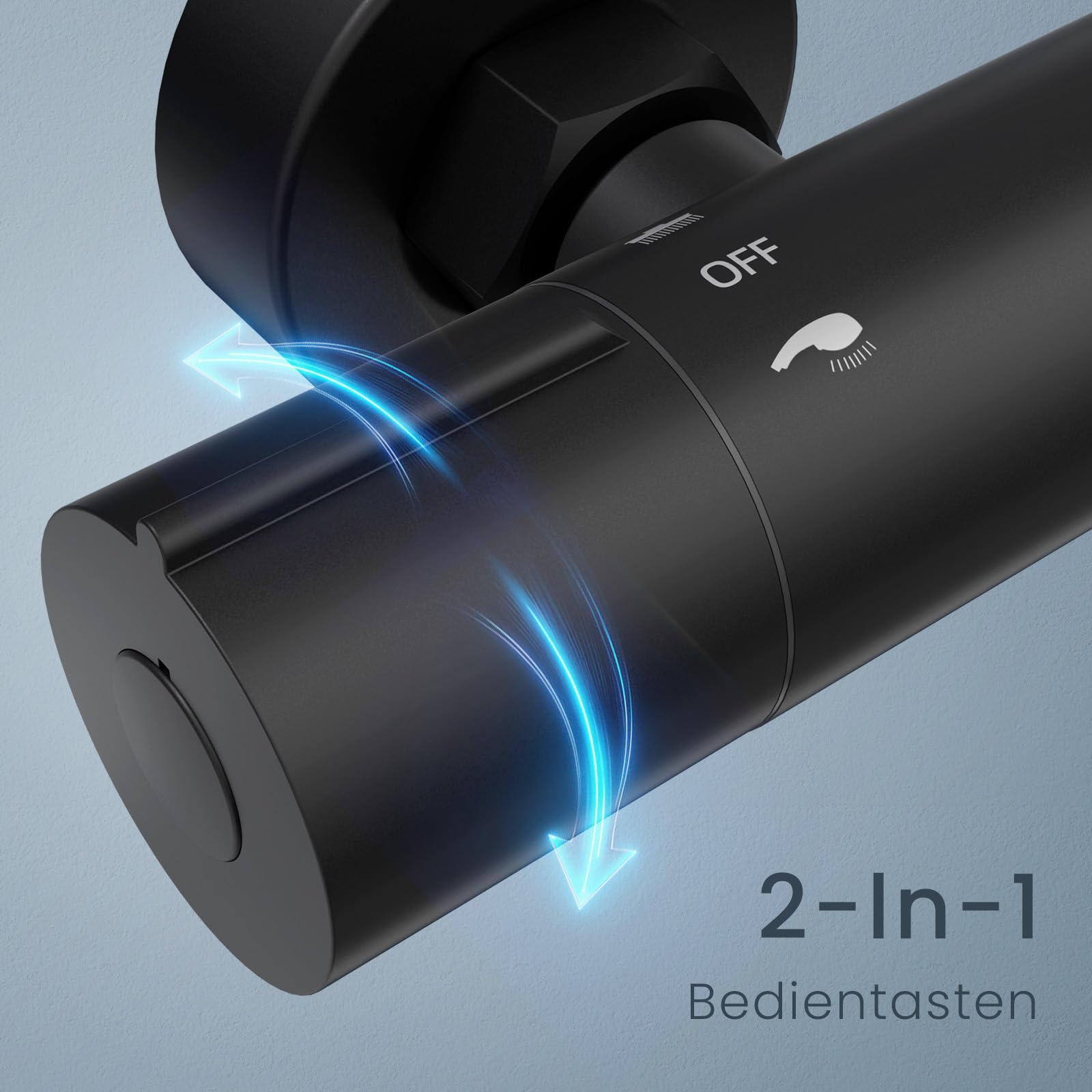 Duschsystem mit Thermostat Schwarz, Duscharmatur Komplettset | 25cm Rund Regendusche Duschkopf, Handbrause mit 3 Strahlarten, 100-120cm Höhenverstellbar, Regendusche mit Armatur, Duschset