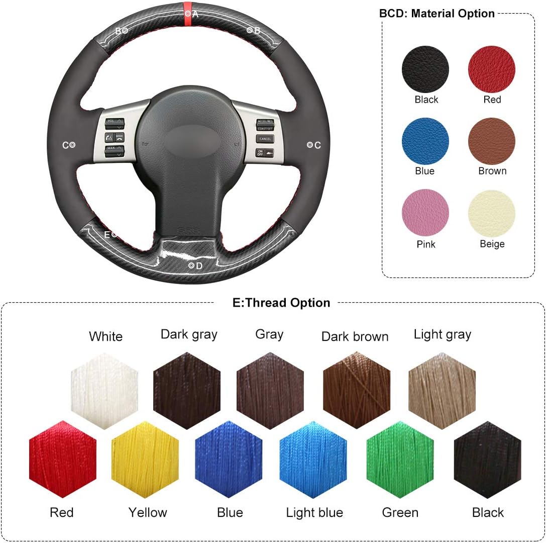 MEWANT Steering Wheel Covers Hand Sewing Customized Black PU Carbon Fiber and Suede Car Steering Wheel Wrap for Infiniti FX FX35 FX45 2003-2008 Nissan 350Z 2003-2009
