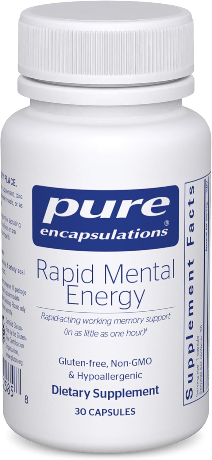 Pure Encapsulations Rapid Mental Energy - Vegan Memory Supplement to Support Brain Health - Ginkgo Biloba Extract, Alpinia Galanga & American Ginseng Extract - Non-GMO & Gluten-Free - 30 Capsules