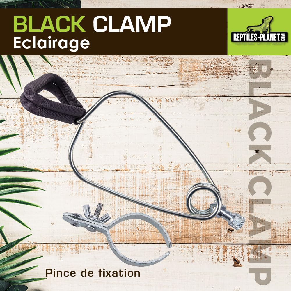 Reptiles Planet - Black Clamp 14 - Support d'Ampoule à Pince pour Terrarium - Ø 14 cm - H 16 cm