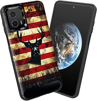 for Moto G Power 5G 2025 Case,Soft TPU Slim Fashion Anti-Fingerprint Non-Slip Protective Phone Case Cover for Motorola Moto G Power 5G 2025,American Flag and Deer