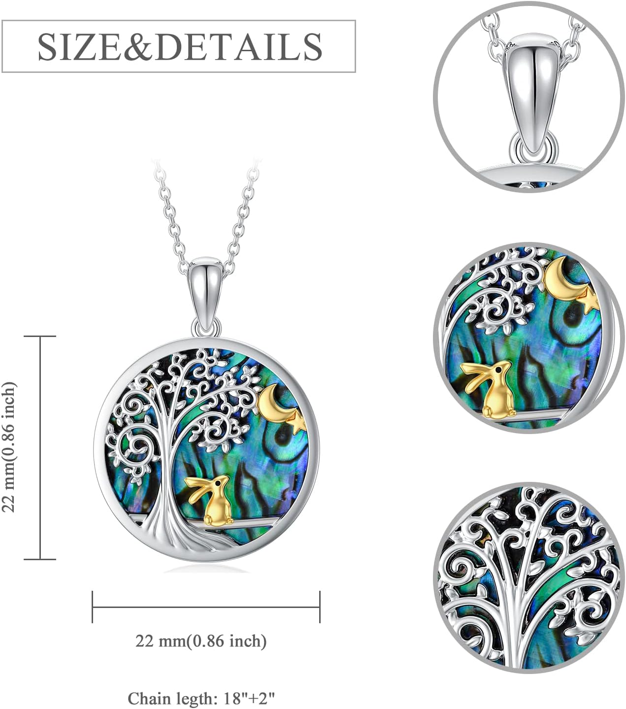 Easter Bunny Necklace Bunny Abalone Pendant Sterling Silver Easter Jewelry Gifts for Women - Image 6