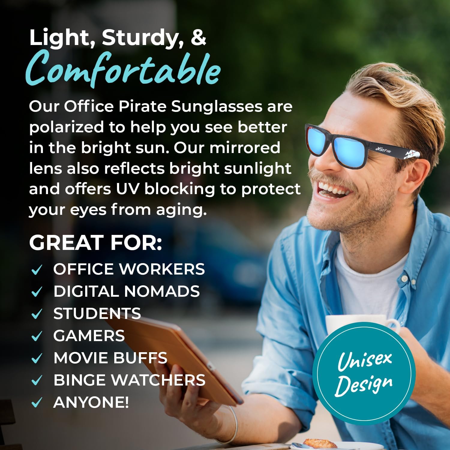 Sleep ZM Polarized Sunglasses - Office Pirate, 5 Mirrored Lens Colors image 4