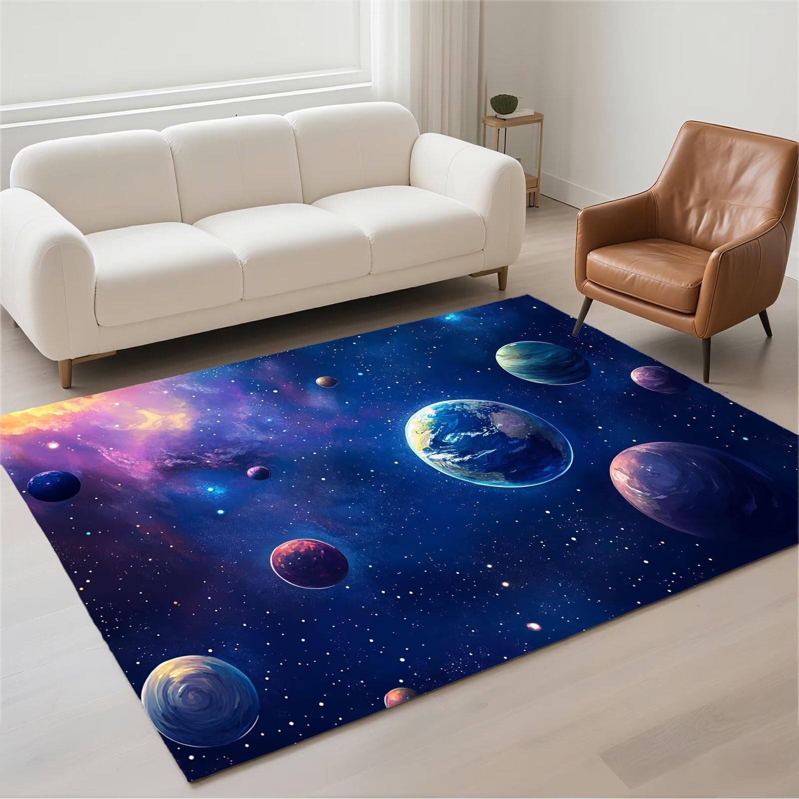 Tapis antidérapant grand format imperméable lavable bleu 120x180
