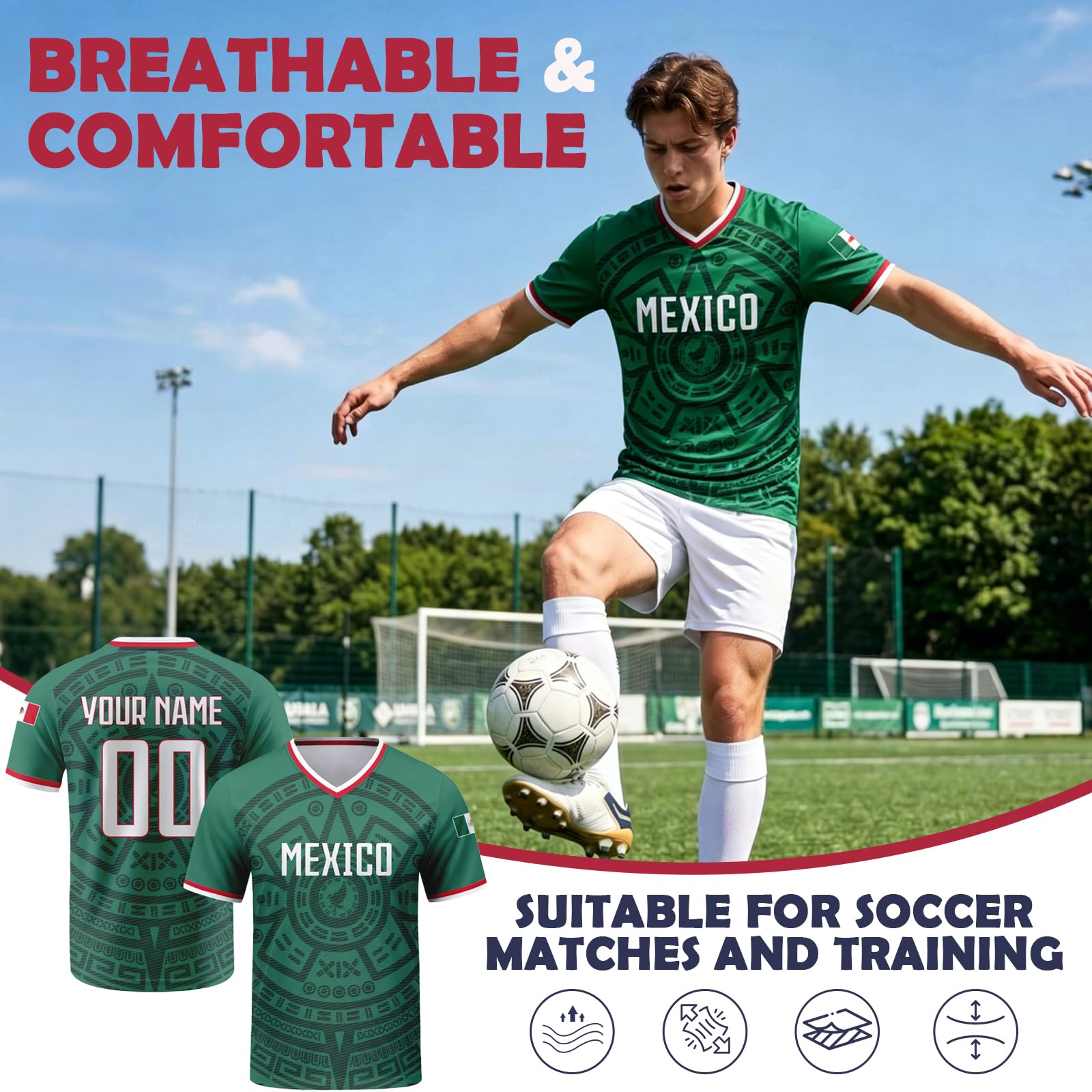 Genérico Camiseta de fútbol Personalizada, Camiseta de fútbol Nacional Personalizada con Nombre/número, Regalo Personalizado para fanáticos de Camisetas para Hombres, Mujeres y jóvenes
