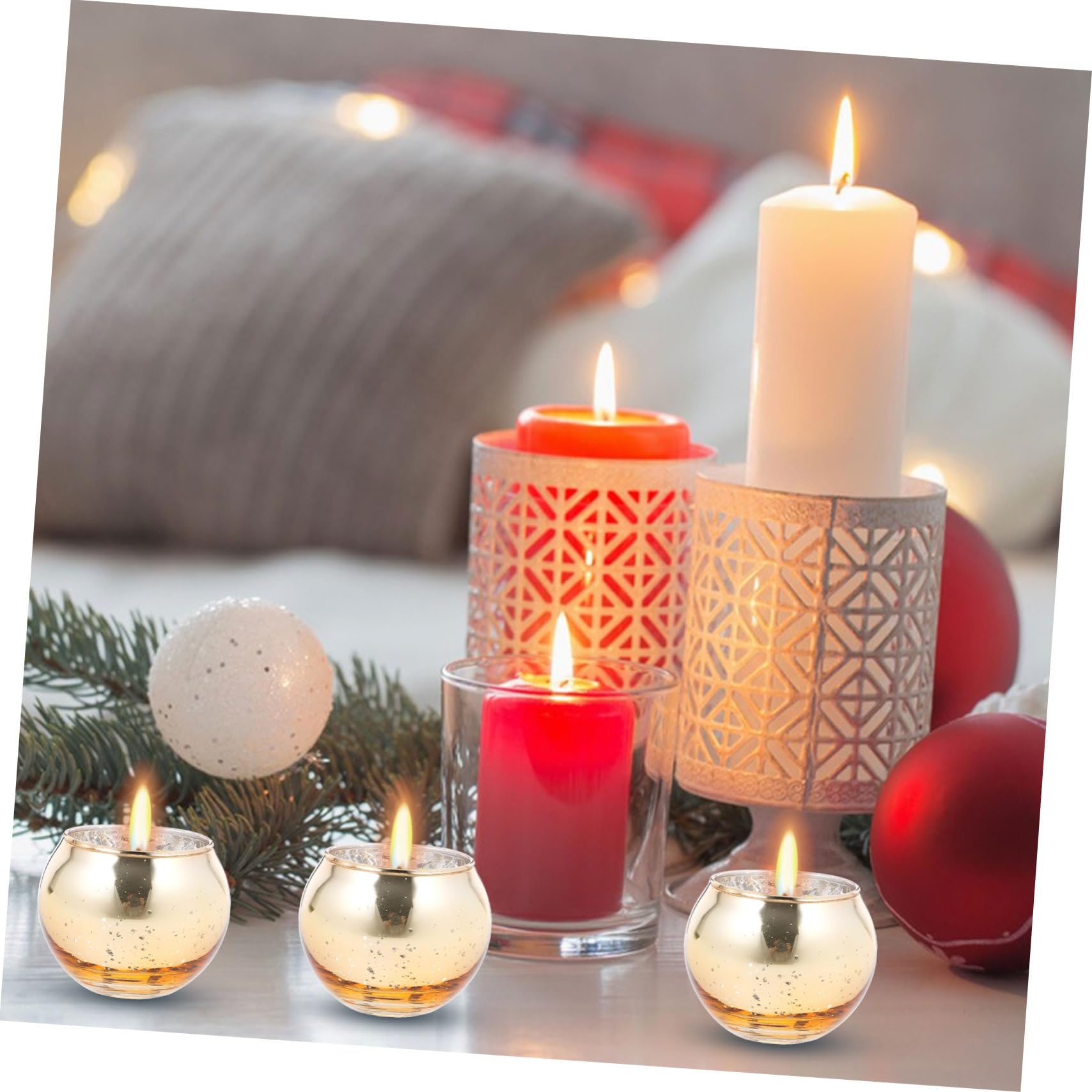 VOSAREA 12pièces Porte-Bougies Votives Verre Transparent Contenant pour Bougies Chauffe-Plat Bougeoir De Table Décoratif avec Base Stable