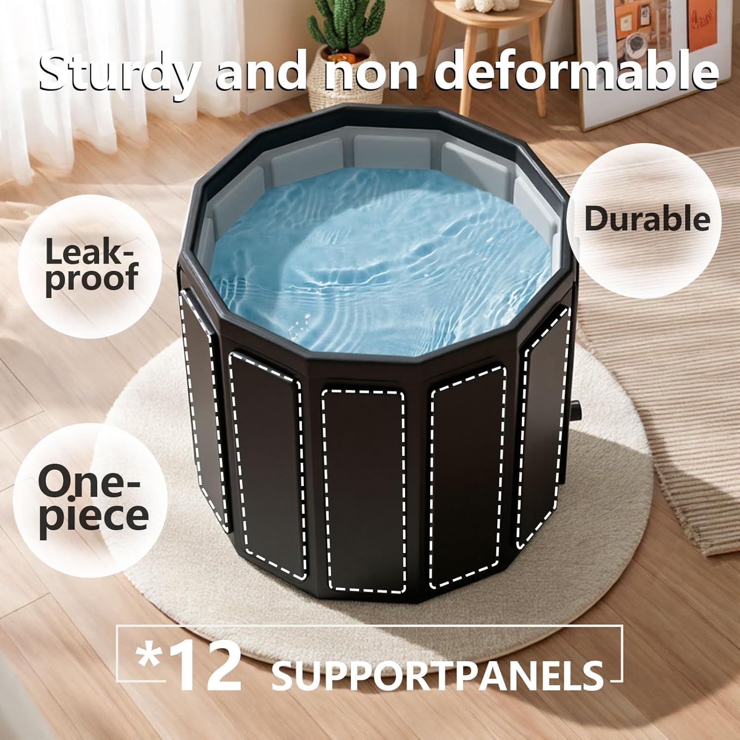 Portable Bathtub for Adult, Foldable Soaking Bathtub for Hot SPA&Ice Bath, Foldable Small Bathtub collapsible bathtub for Bathing, 6-layer Insulated portable tub,Space-Saving (black, 25.9X31.5 IN)