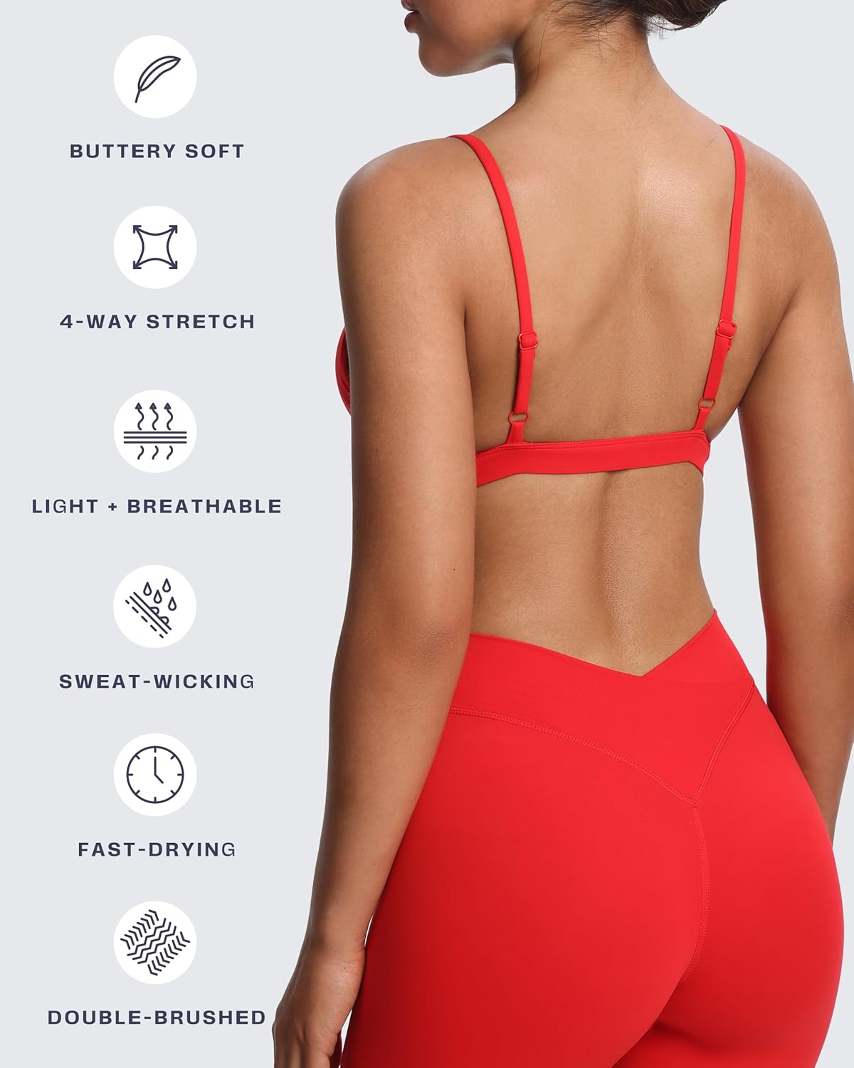 Aoxjox Women's Workout Deep V Adjustable Sport Bras Fitness Serena Bra Yoga Crop Tank - Image 6