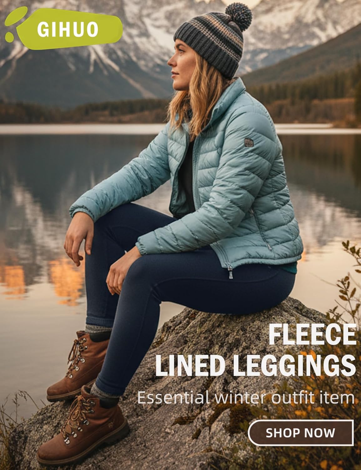 Gihuo Fleece Lined Leggings for Women High Waisted Thermal Winter Warm Athletic Yoga Pants - Image 5