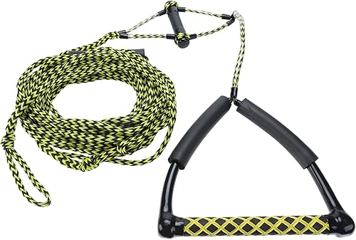 Miniatura 1 de SearQing Cuerda de esquí de Wakeboard con asas flotantes y agarre de EVA, cuerda de remolque para tubos remolcables, 4 secciones, longitud ajustable