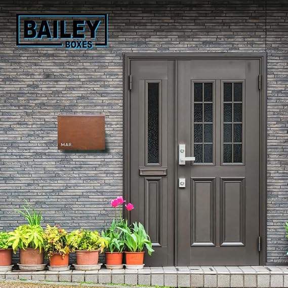 Wall Mounted Locking Mailbox - Rustic Modern Vintage Design from Bailey Boxes - The Rockdale - Elevate Your Exterior with a Top-Notch Custom Style Mailbox