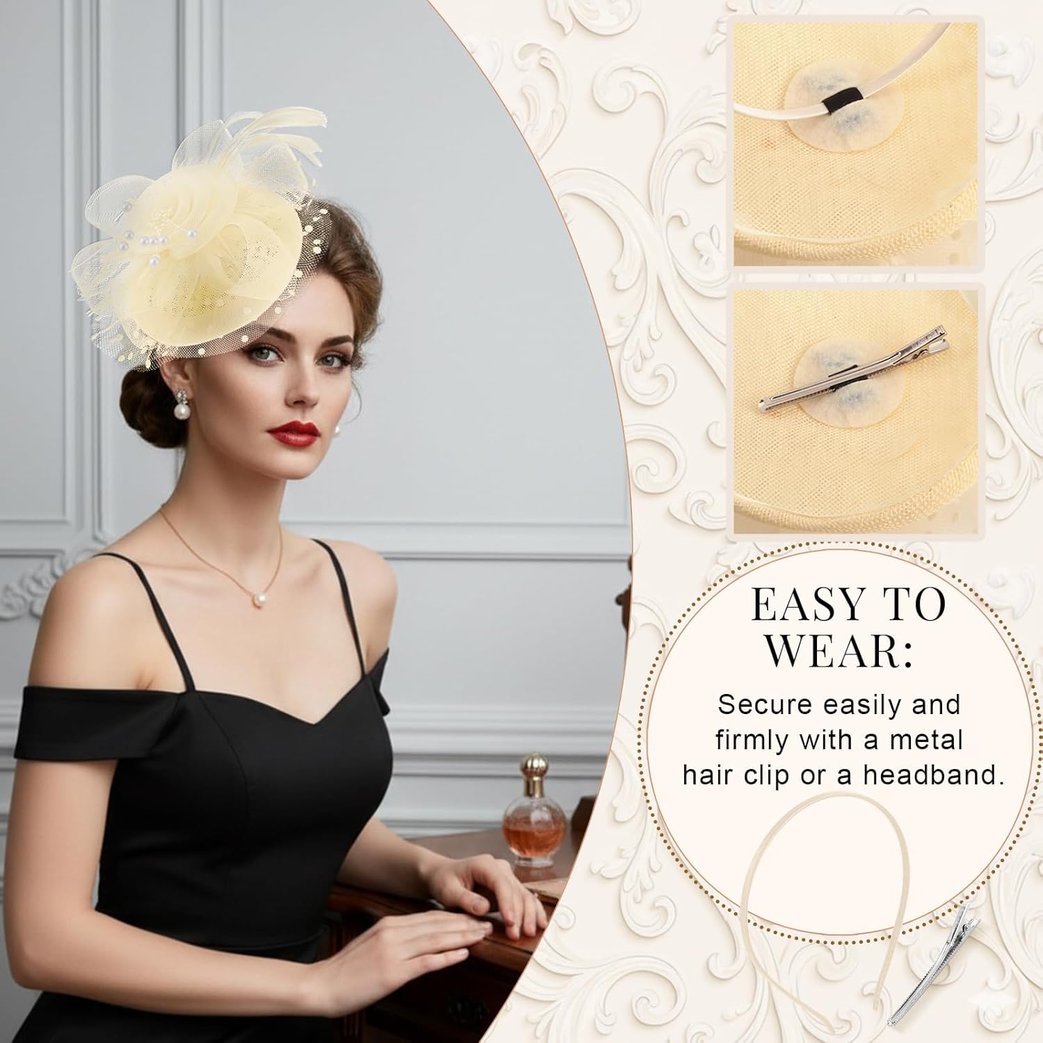 DRESHOW Fascinators Hats for Women Tea Party Hat Vintage Derby Pillbox Kentucky Hat Church Cocktail Headwear - Image 5