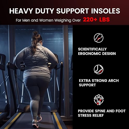 Miniatura 5 de ONJOCK Plantillas de soporte de arco fuerte para fascitis plantar,Insertos de soporte de arco alto resistentes para aliviar el dolor (220+lbs),