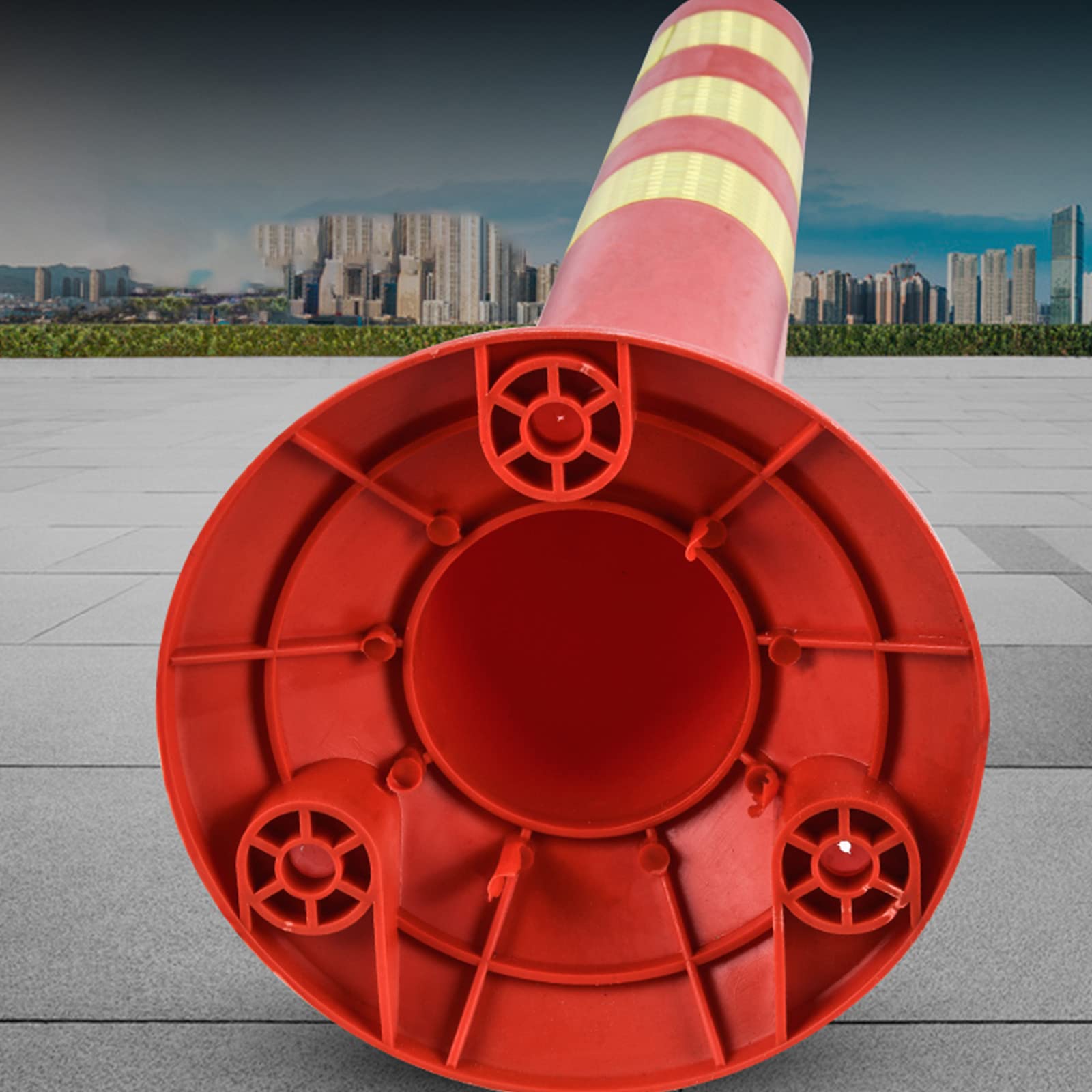 Cono de Seguridad para señalización Vial, Cono de Barrera para Entrada de vehículos, Poste de plástico con Anillos Reflectantes, delineador de tráfico, Postes de Seguridad portátiles de 76 cm.