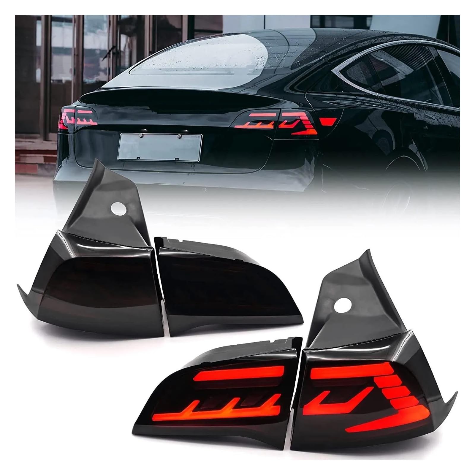Auto-achterverlichting Achterlichten Voor Tesla Voor Model 3 /Y 2017-2022 Volledige Achterlichten Met Sequentiële Richtingaanwijzer DRL Achterlichten Lam LED Achterlichten Montage