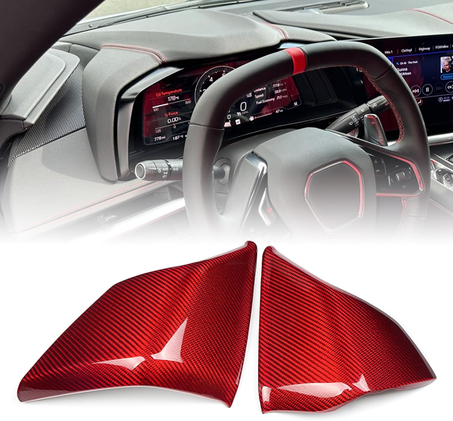 2pcs Genuine Carbon Fiber Dashboard Cover for Corvette C8 Z51 Z06 Stingray 2020 2021 2022 2023 2024 2025,for Corvette C8 Instrument Cluster Hood Panel Trim