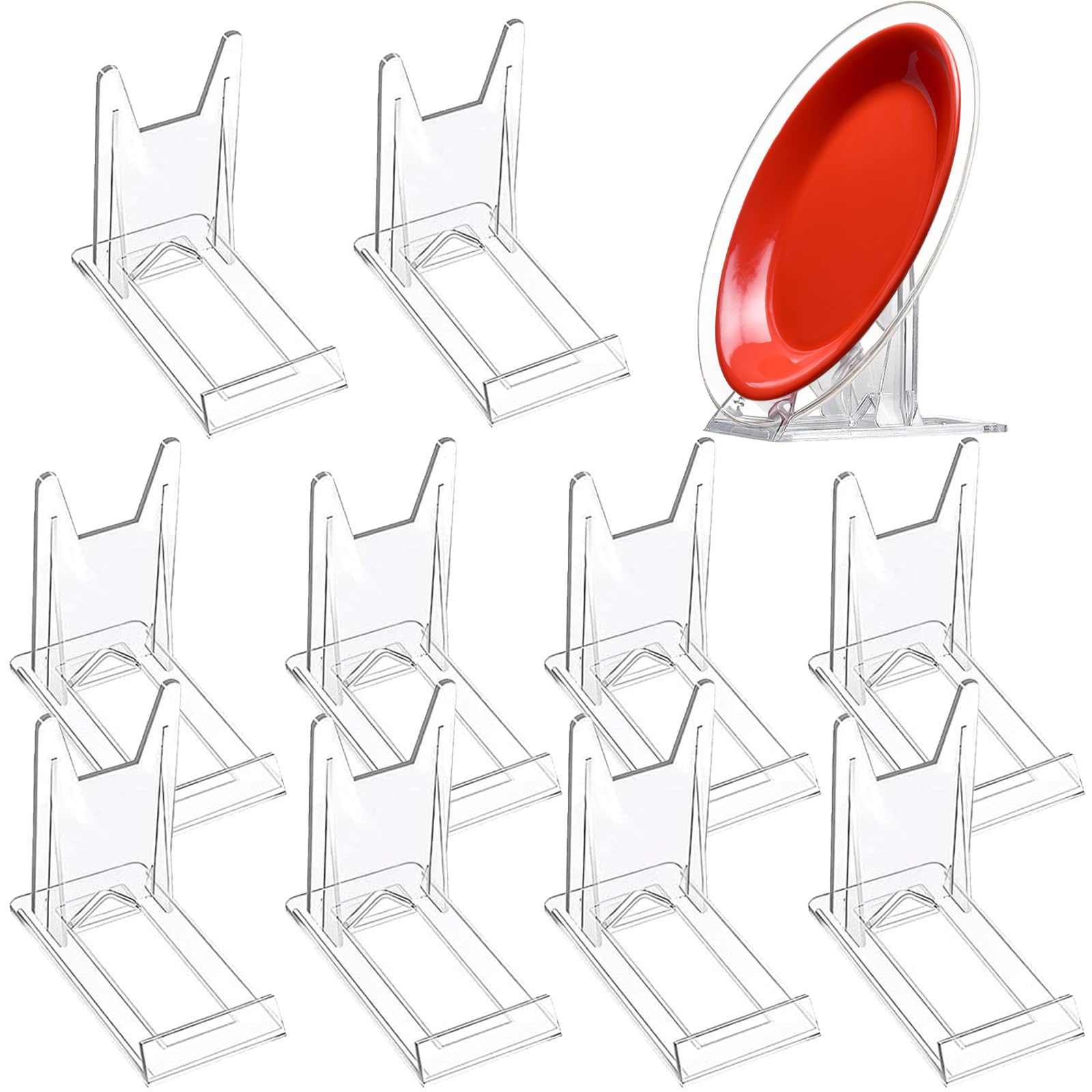 10 Supports Chevalets Transparents Pour Assiettes Décoratives - Présentation Réglable Photos Et Marque-Places