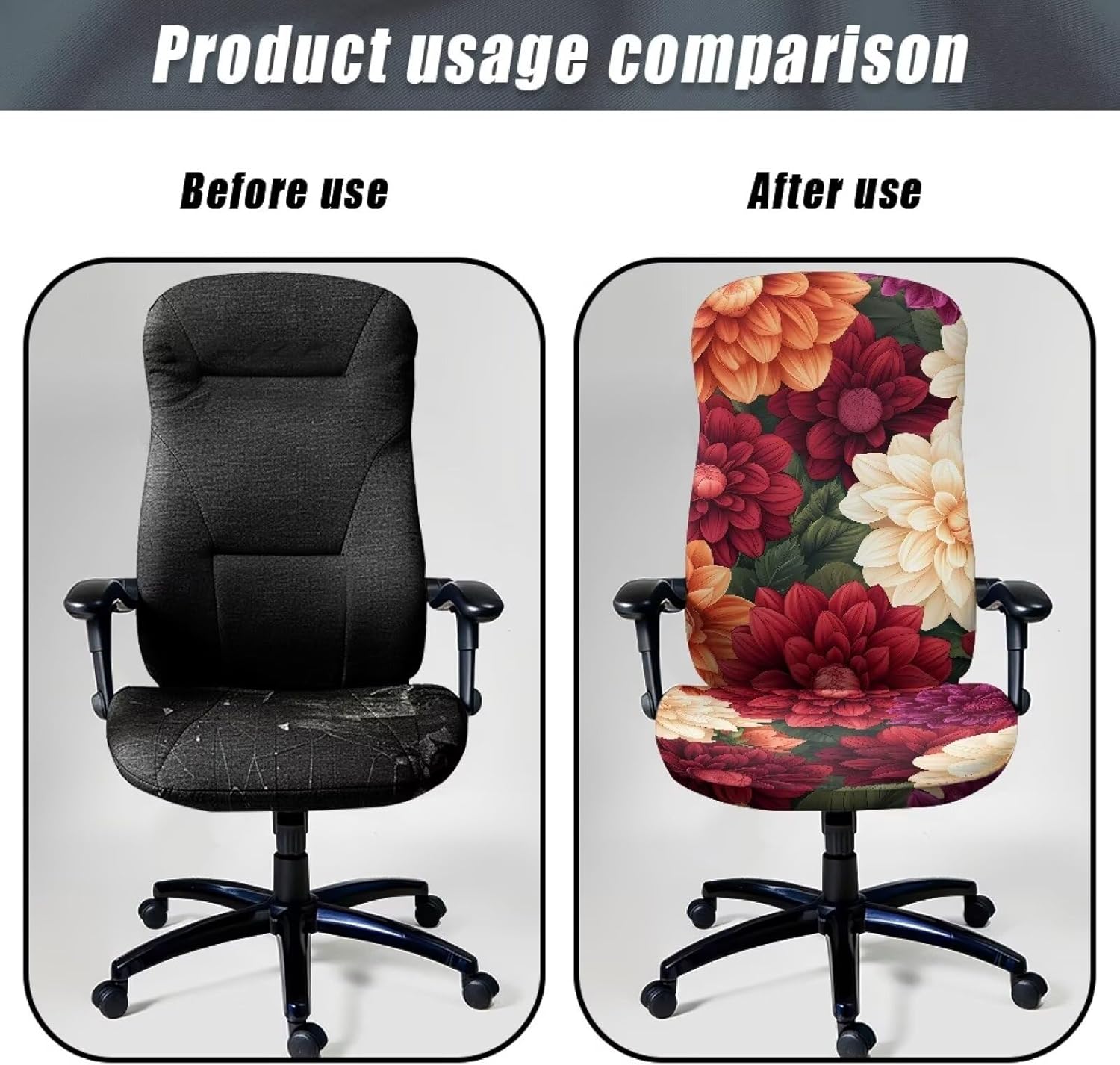 Dahlia Home Office Chair Covers Stretchable Computer Desk Chair Covers Removable High Back Universal Executive Boss Chair Covers Gaming Chair Covers Machine Washable,L