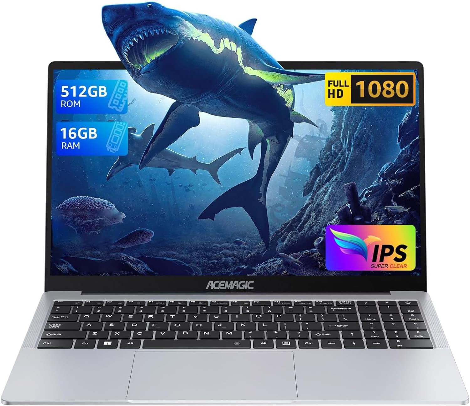 ACEMAGIC Laptop, Metallgehäuse,15,6 Zoll FHD,16 GB DDR4 512 GB SSD Notebook,In-tel Quad-Core N97(bis…