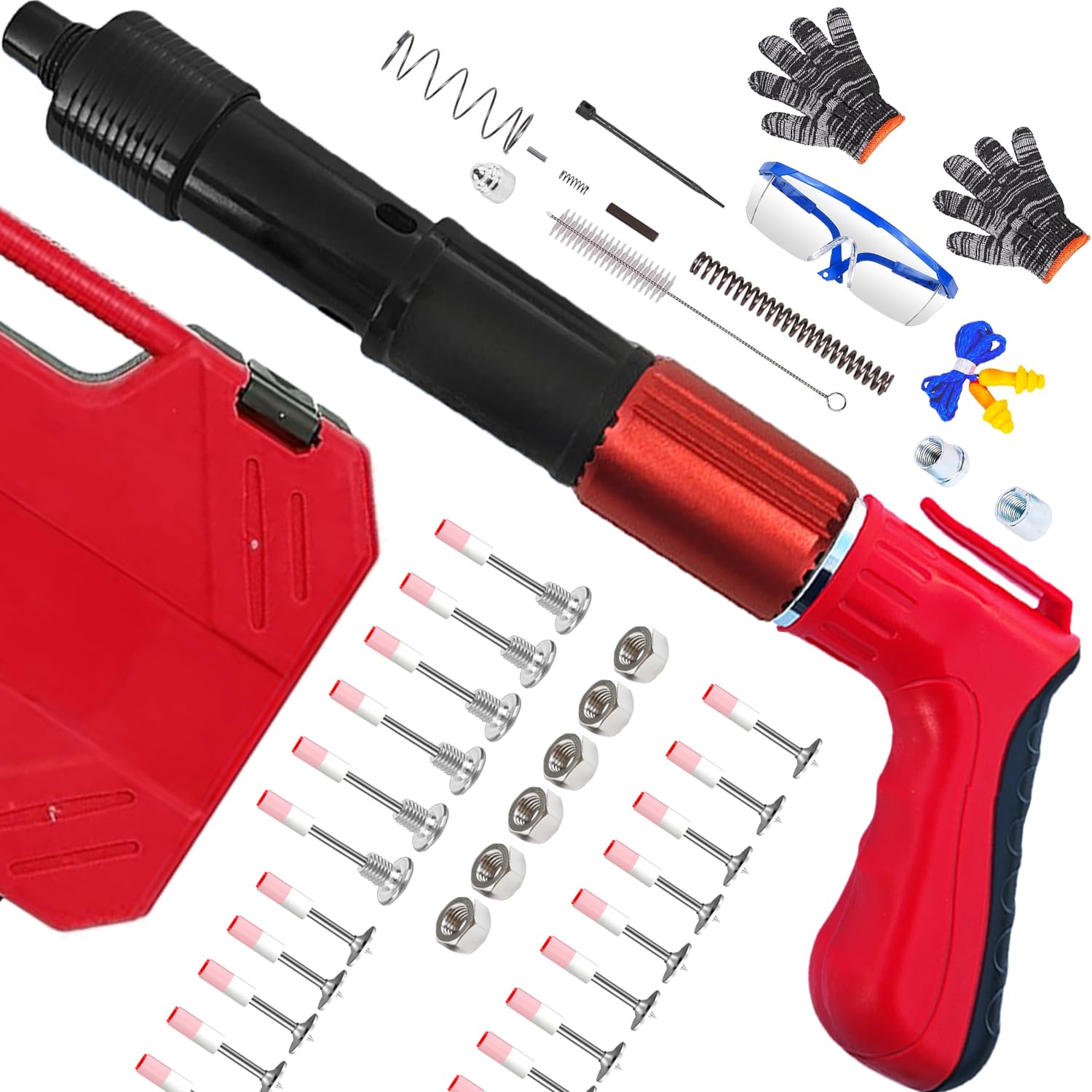 Concrete Nail Gun Kit with 150pcs Nails, 5 Speed Adjustable Manual Steel Nail Gun, Portable Nail Wall Shooting Machine Fastening Tool-image-25